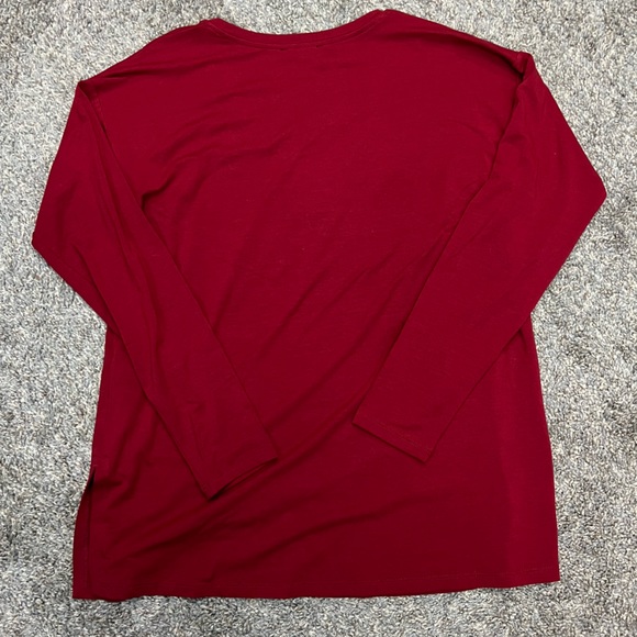 Eileen Fisher shirt Womens XXS red long sleeve v-neck tunic business casual - Picture 4 of 9
